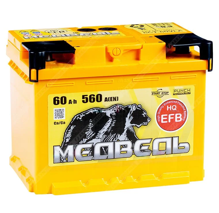 Аккумулятор МЕДВЕДЬ EFB 60 Ач п.п. Фото 1