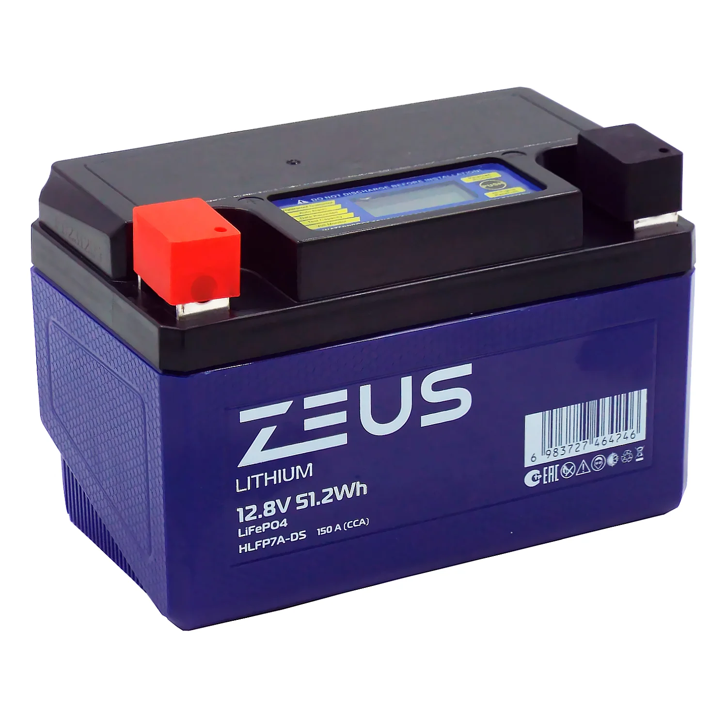 Аккумулятор ZEUS LITHIUM HLFP7A-DS 51.2Wh п.п. (тип YTX7A-BS) Фото 1
