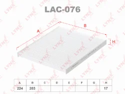 Фильтр салонный LYNX LAC-076 (CU2336, GB-9910, SA1270) HYUNDAI / KIA / JAC Фото 1