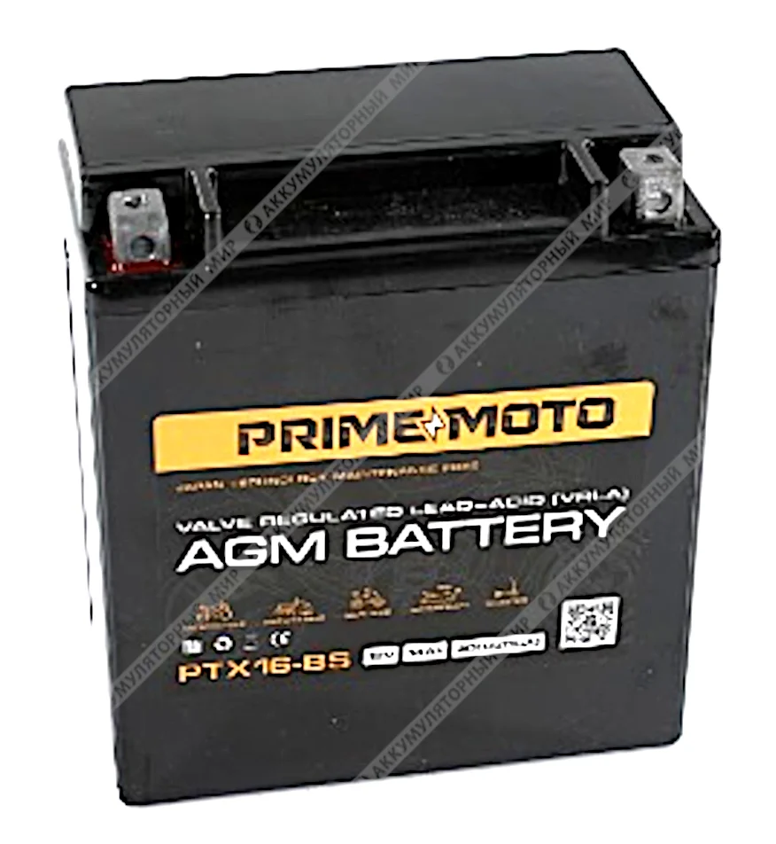 Аккумулятор PRIME MOTO AGM PTX16-BS 14 Ач п.п. Фото 1