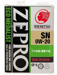 Масло моторное 0w20 Idemitsu ZEPRO Eco Medalist синтетическое 4л Фото 1