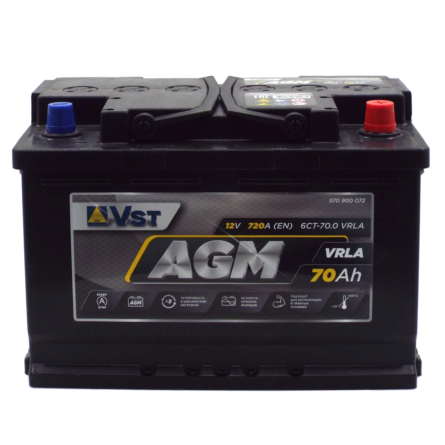 Аккумулятор VST AGM 70 Ач о.п. Фото 1