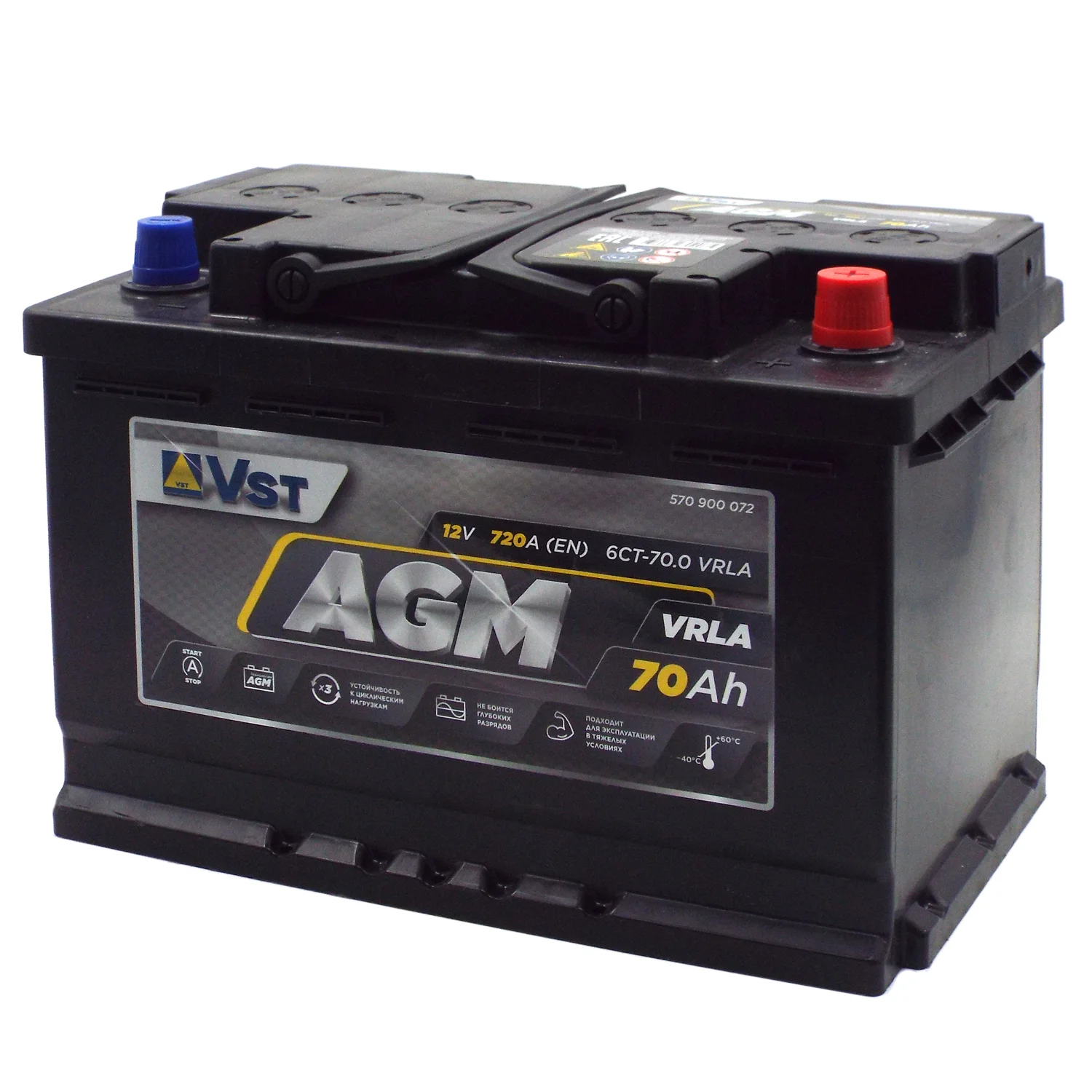 Аккумулятор VST AGM 70 Ач о.п. Фото 1