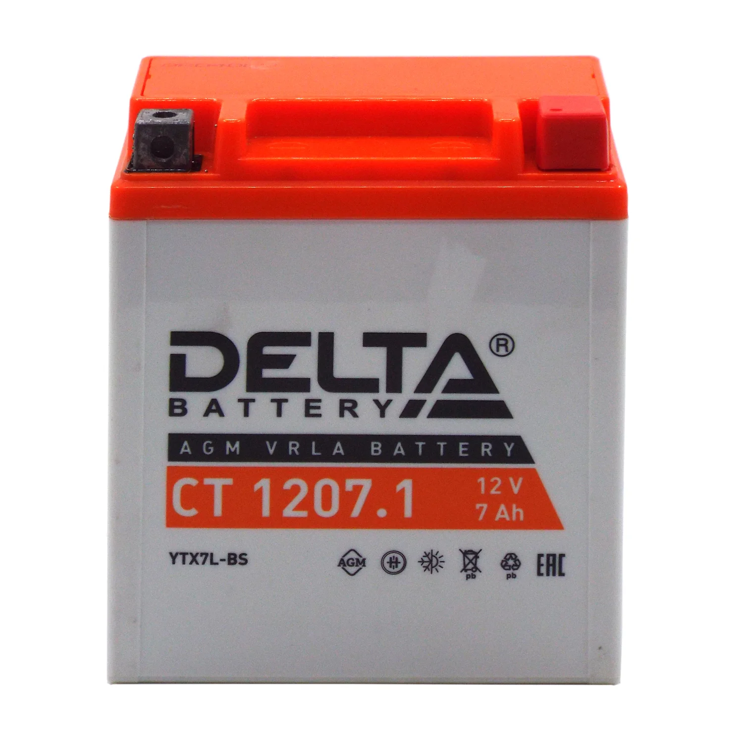 Аккумулятор DELTA СТ 1207.1 AGM 7 Ач о.п. (YTX7L-BS) Фото 1