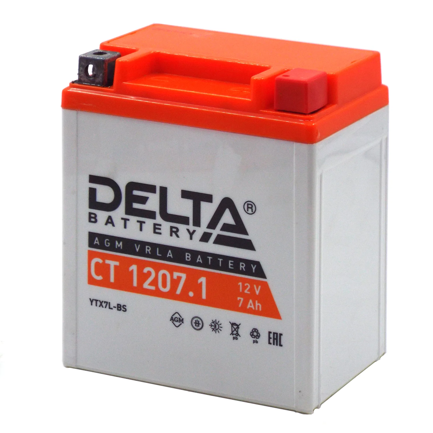 Аккумулятор DELTA СТ 1207.1 AGM 7 Ач о.п. (YTX7L-BS) Фото 1