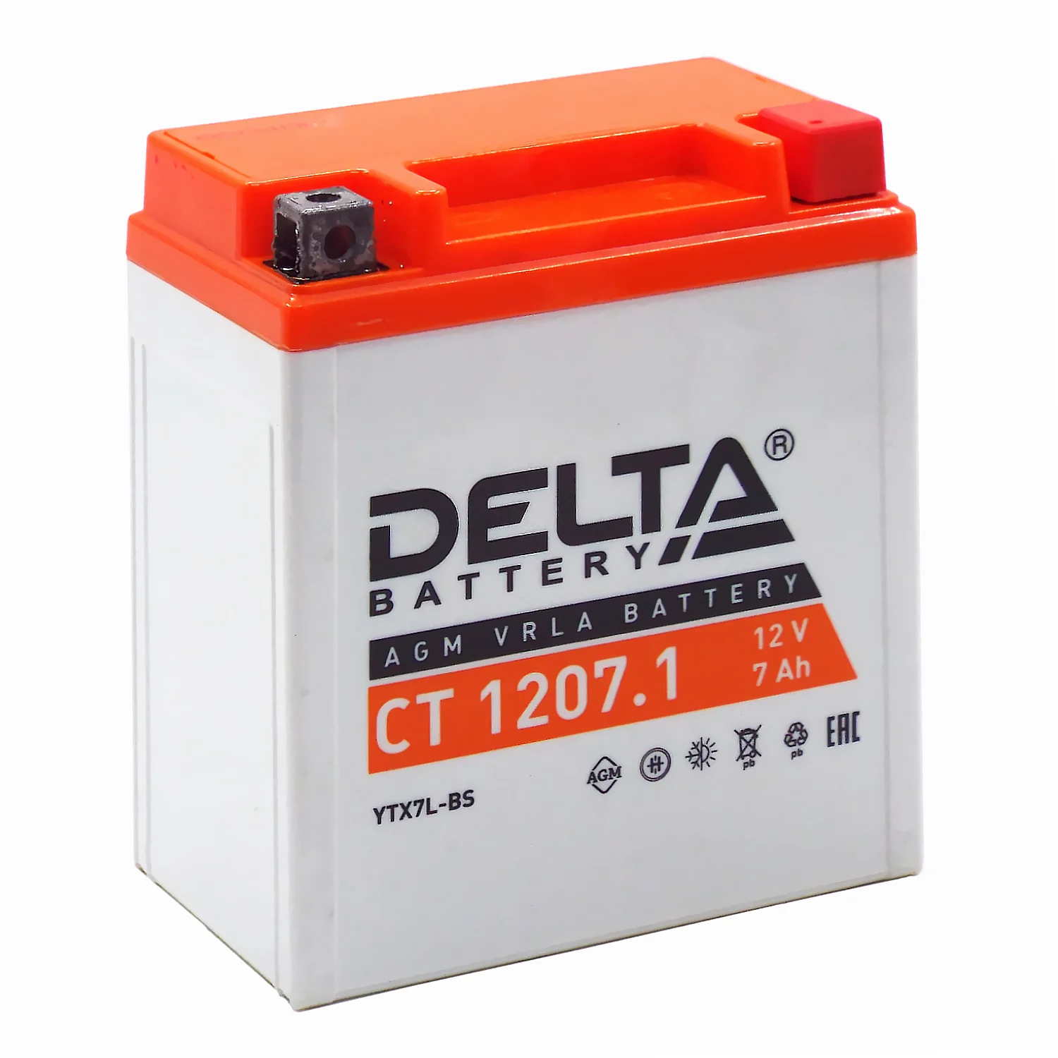 Аккумулятор DELTA СТ 1207.1 AGM 7 Ач о.п. (YTX7L-BS) Фото 1