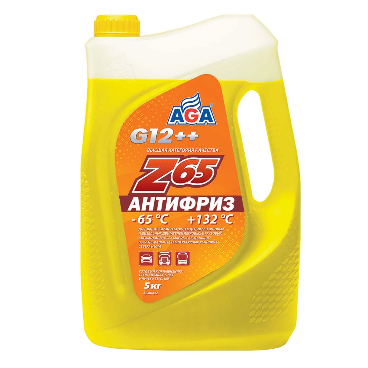 Антифриз AGA Z65 G12++ желтый, 5кг