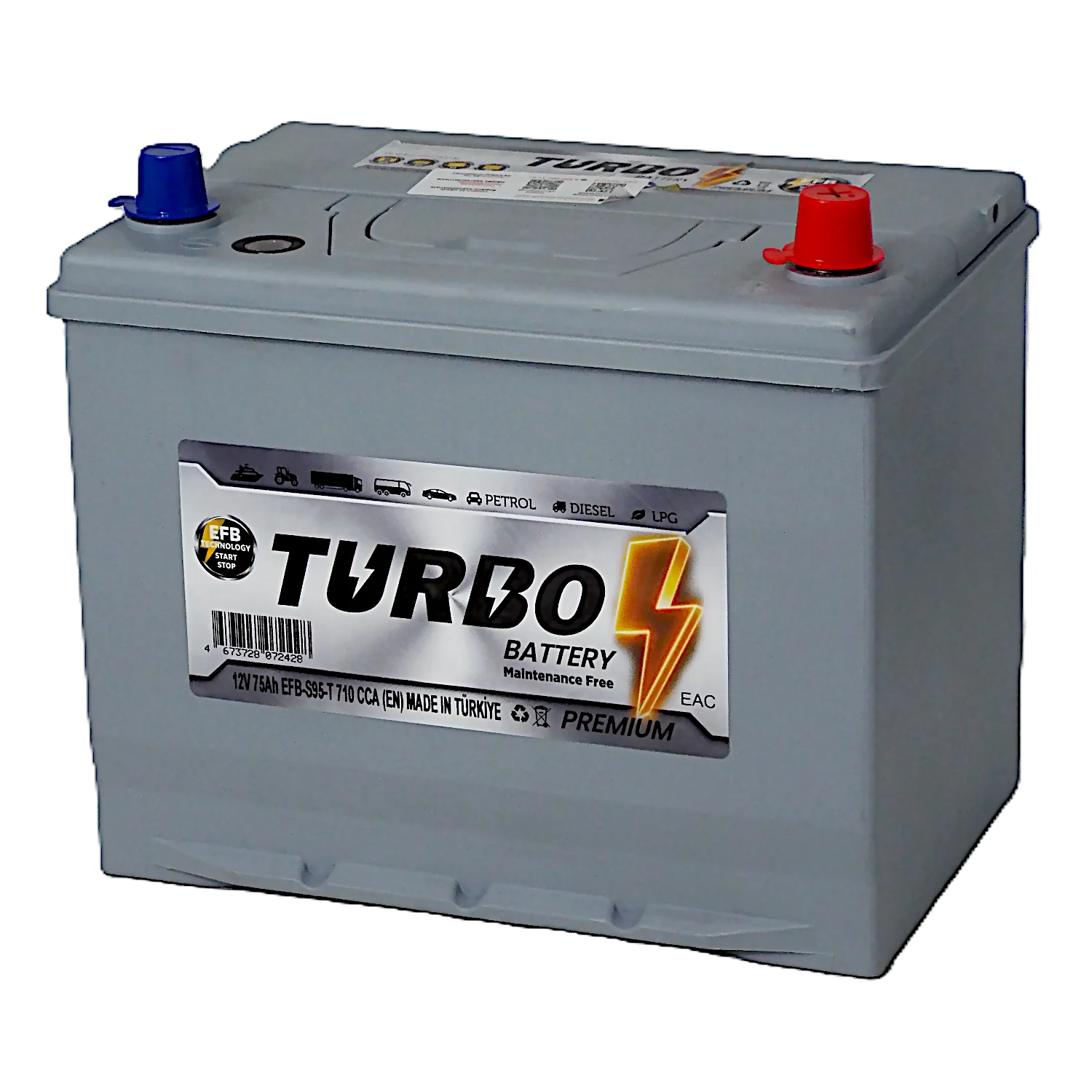 Аккумулятор TURBO EFB S95 Asia 75 Ач о.п. Фото 1