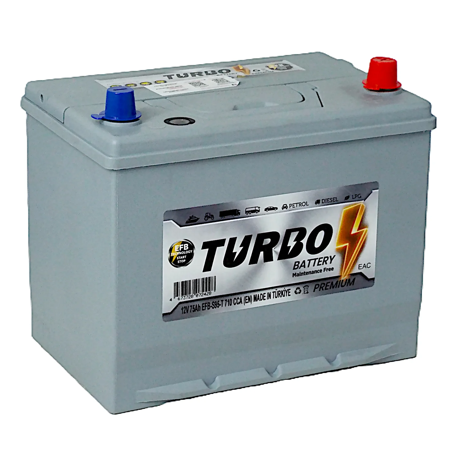 Аккумулятор TURBO EFB S95 Asia 75 Ач о.п. Фото 1