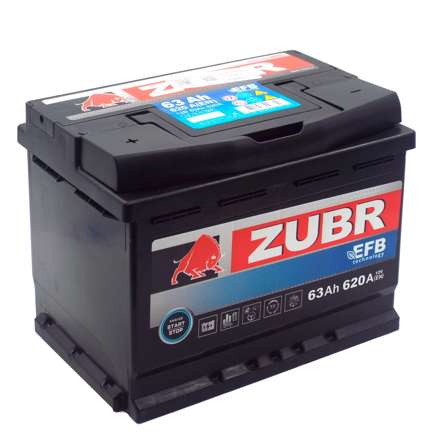 Аккумулятор ZUBR EFB 63 Ач п.п. Фото 1